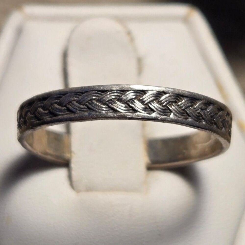 Braid Style Band vintage sterling silver ring sz 11